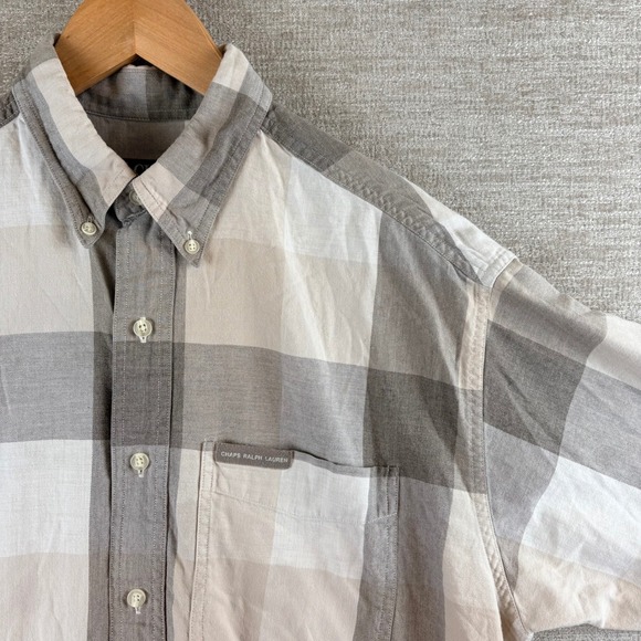 Chaps Ralph Lauren Other - Vintage Ralph Lauren Buffalo Check Plaid Shirt Mens M Beige Gray Workwear Grunge